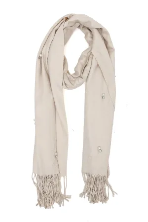 PEARL ACCENT FRINGE SCARF