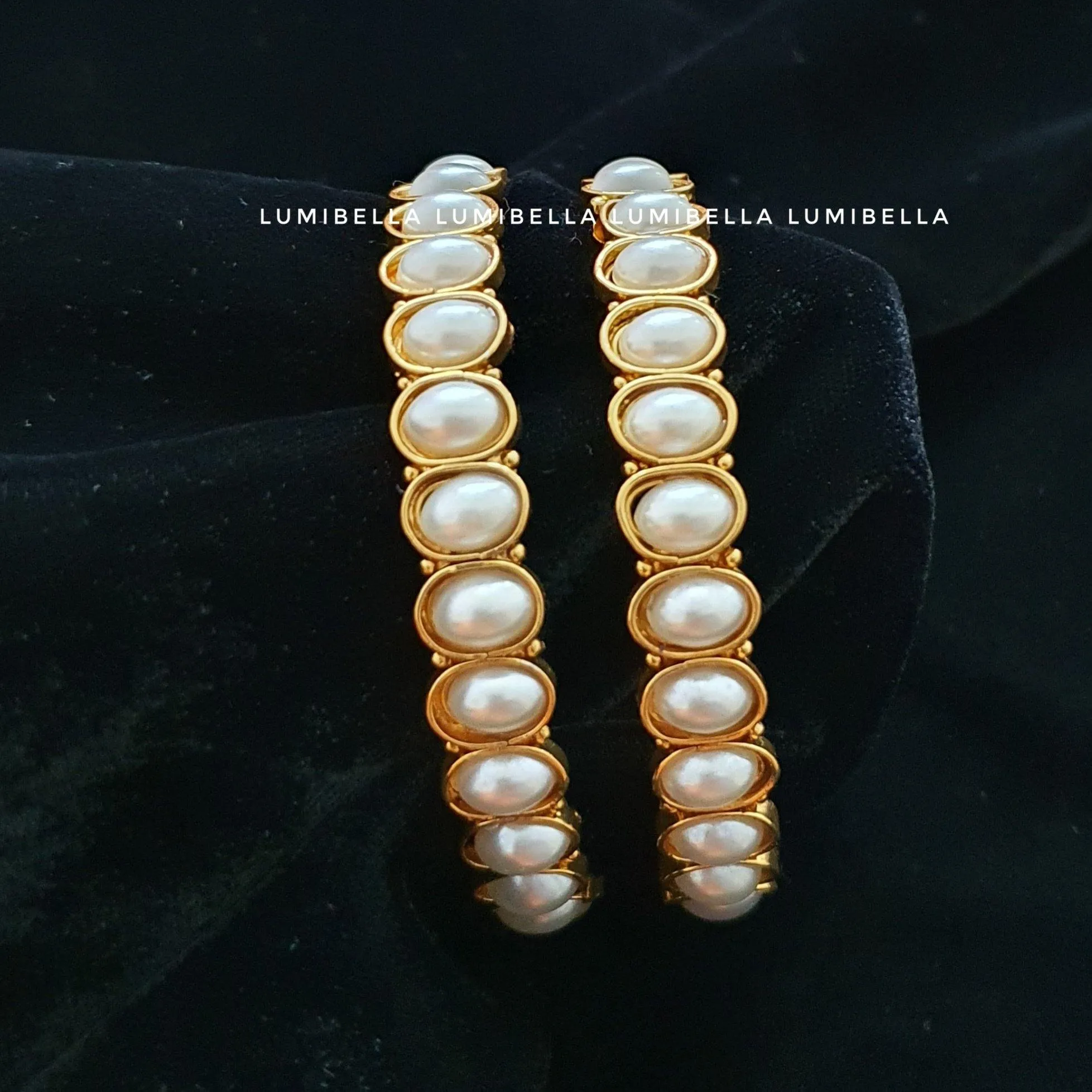 Pearl Style Gold Plated Bangles  2*6