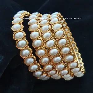 Pearl Style Gold Plated Bangles  2*6