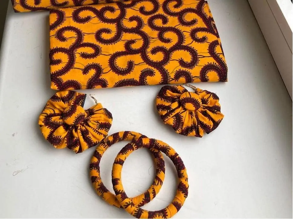 Premium Ankara Head Wrap with Earring and Bangles