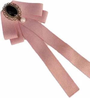 Psivika Womens Bow Tie Brooch Ribbon Bowknot Brooch Pins Crystal Pre Tied BowTie Collar Neck Bow Brooch Pins