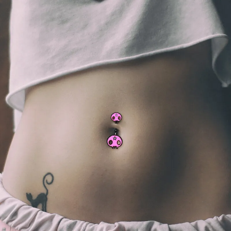 Punk Devil Lips Skull Zinc Belly Button Ring