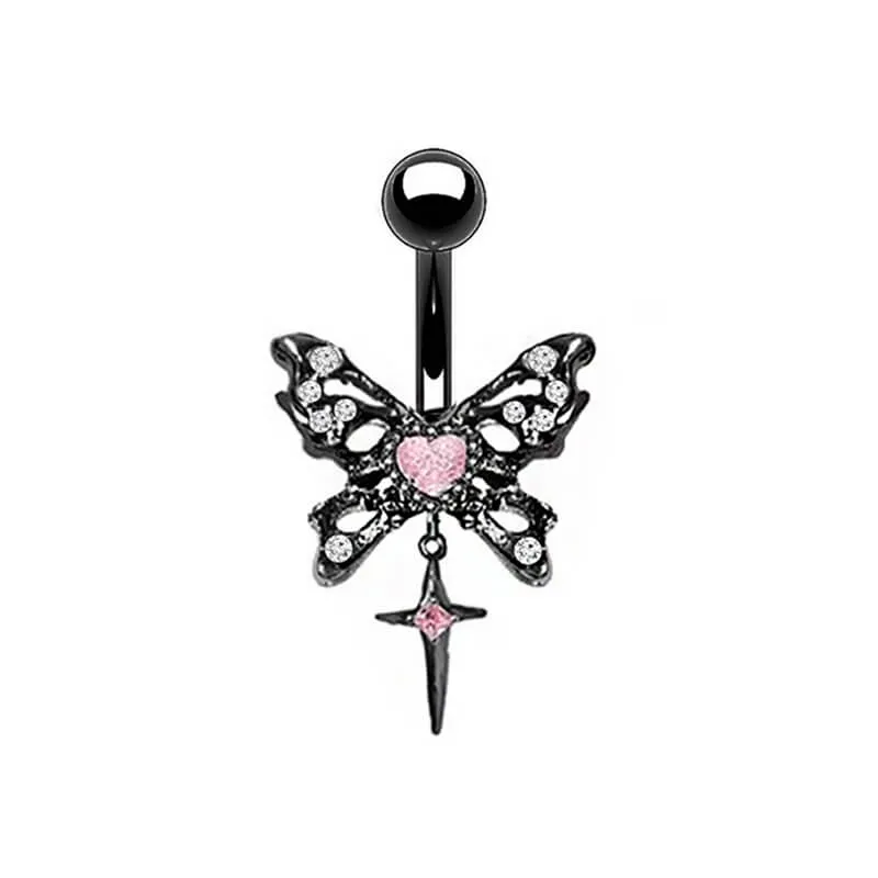 Punk Devil Lips Skull Zinc Belly Button Ring
