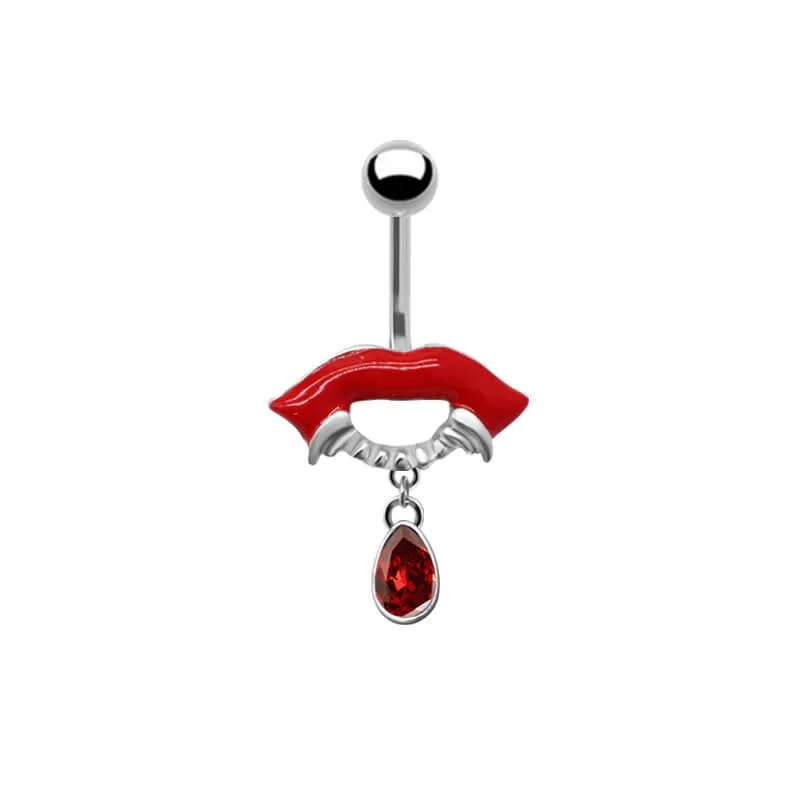 Punk Devil Lips Skull Zinc Belly Button Ring