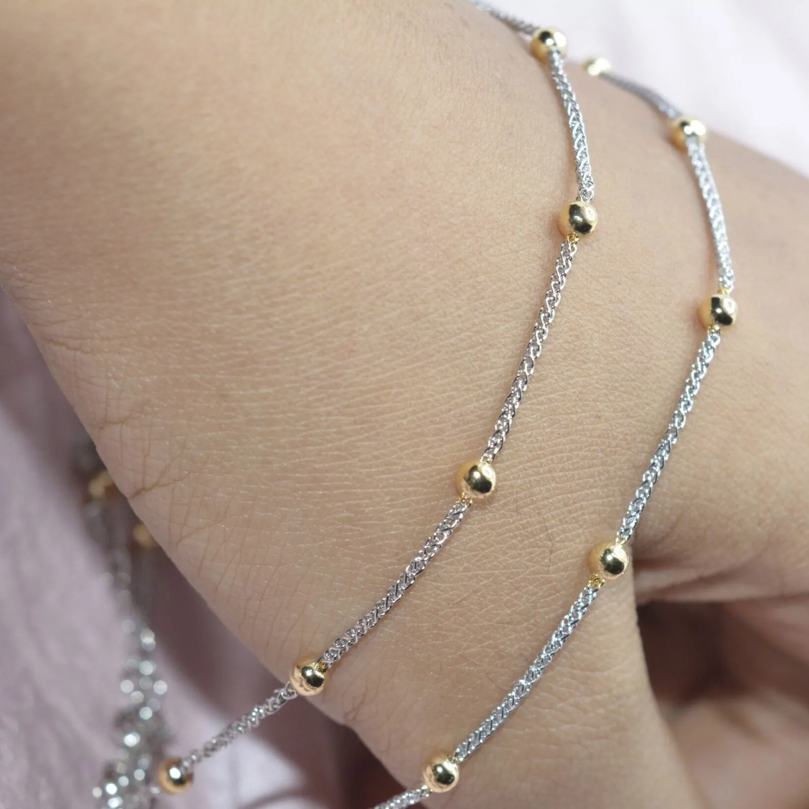 Radiant Yellow and White Gold Accents Anklets