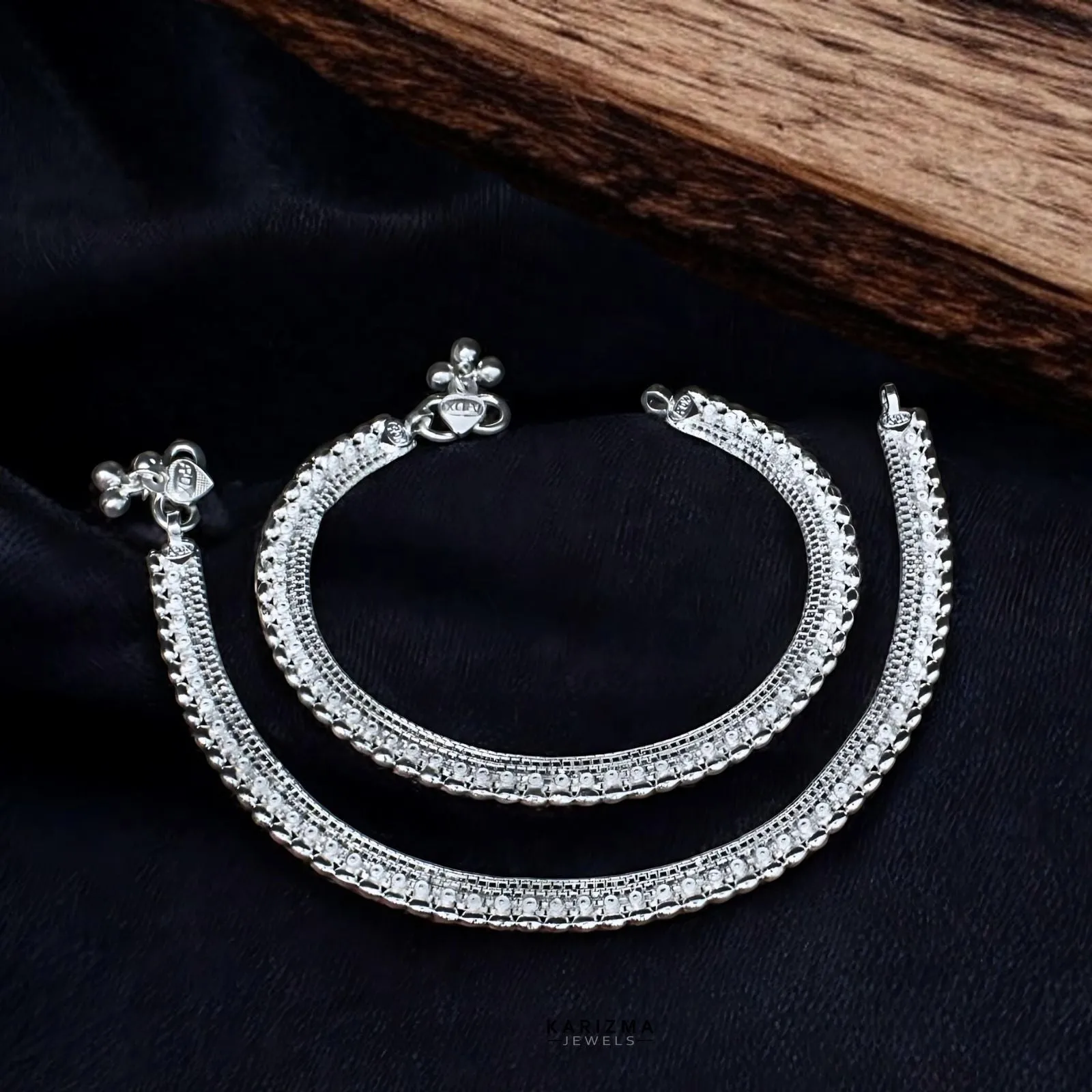 Real Silver Indian Women gifting boho style Anklets Ankle Pair 10.3"