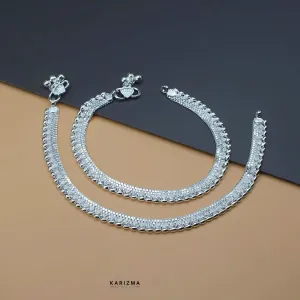 Real Silver Indian Women gifting boho style Anklets Ankle Pair 10.3"