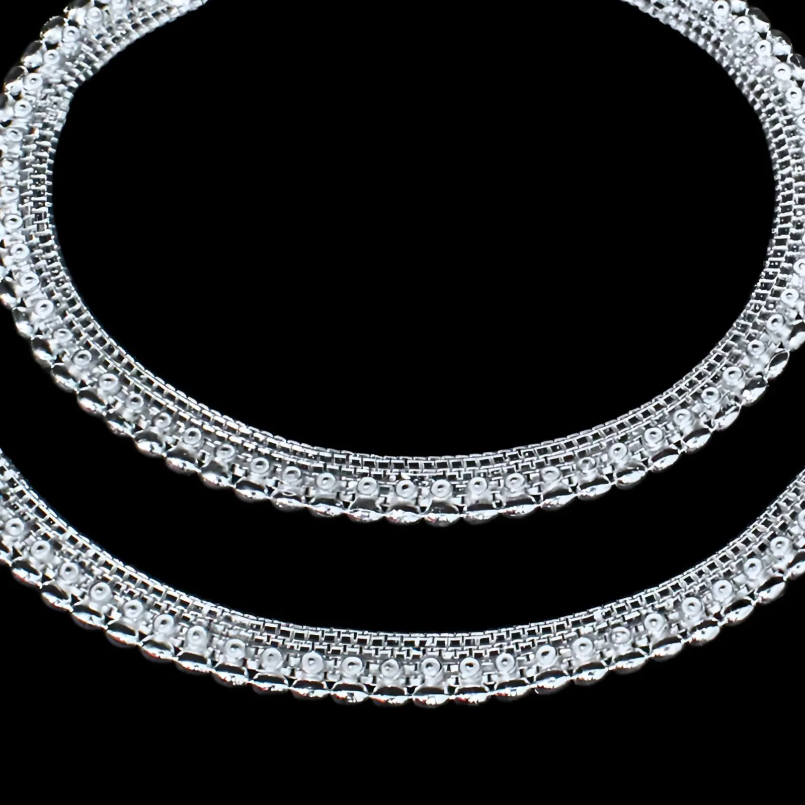 Real Silver Indian Women gifting boho style Anklets Ankle Pair 10.3"