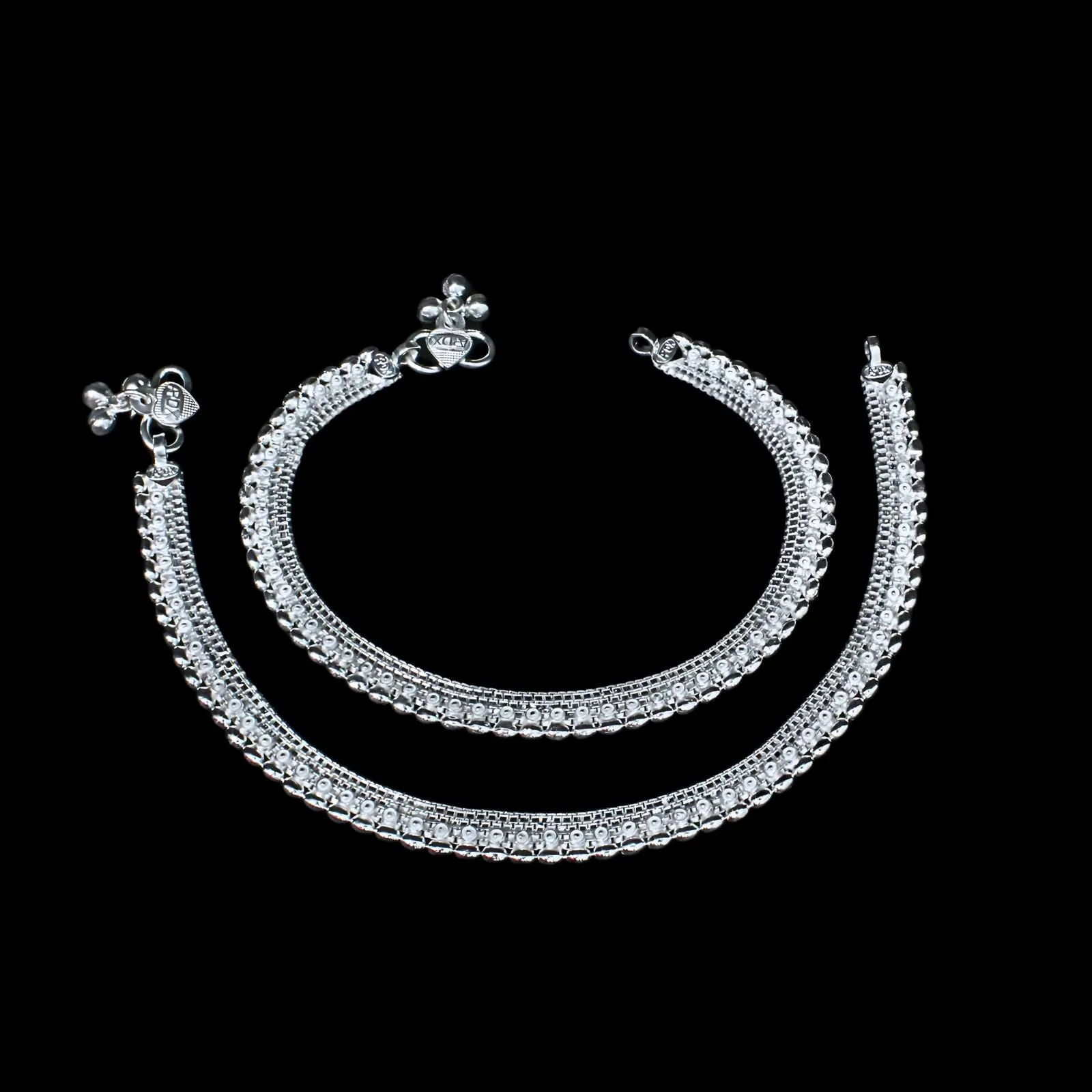 Real Silver Indian Women gifting boho style Anklets Ankle Pair 10.3"