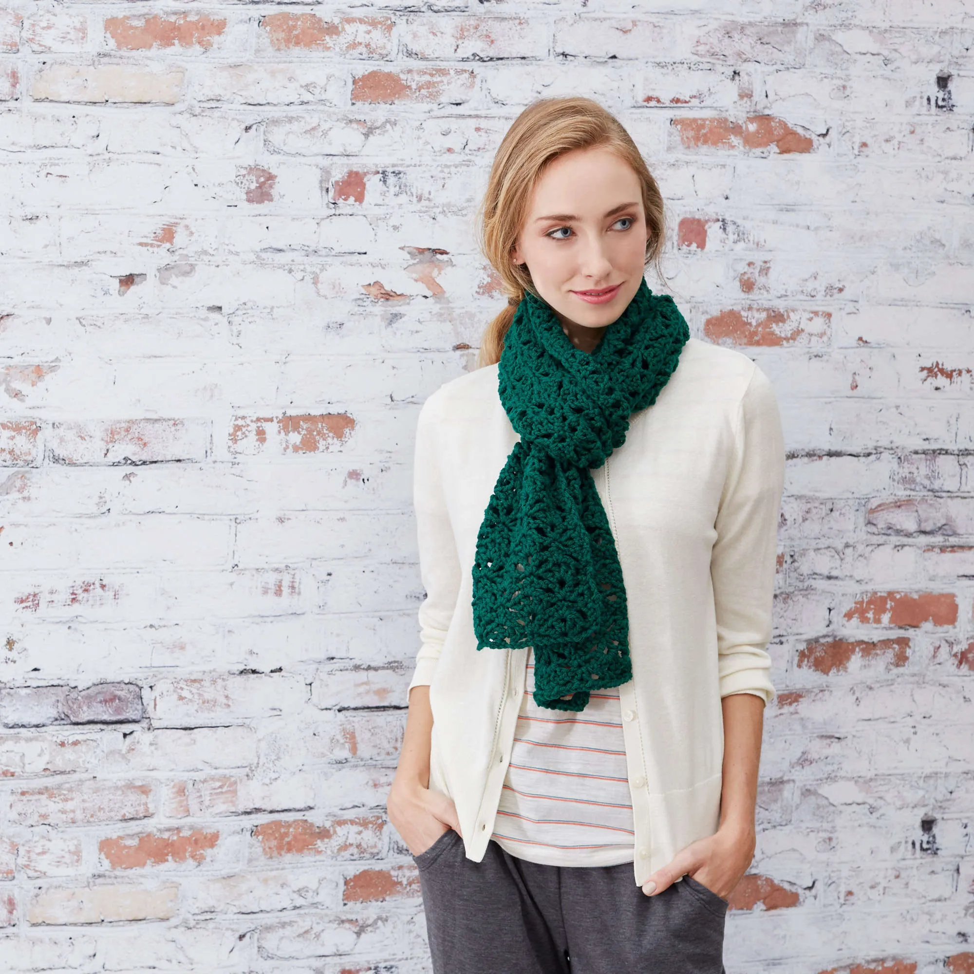 Red Heart Crochet Pistachio Lace Scarf