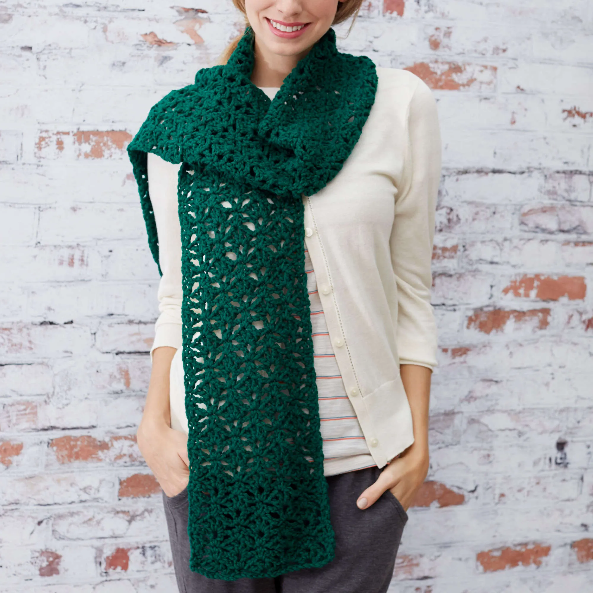 Red Heart Crochet Pistachio Lace Scarf