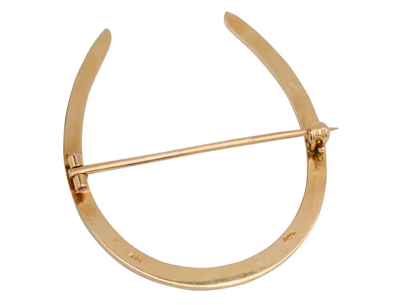 Riker Pearl Enamel Horseshoe Brooch