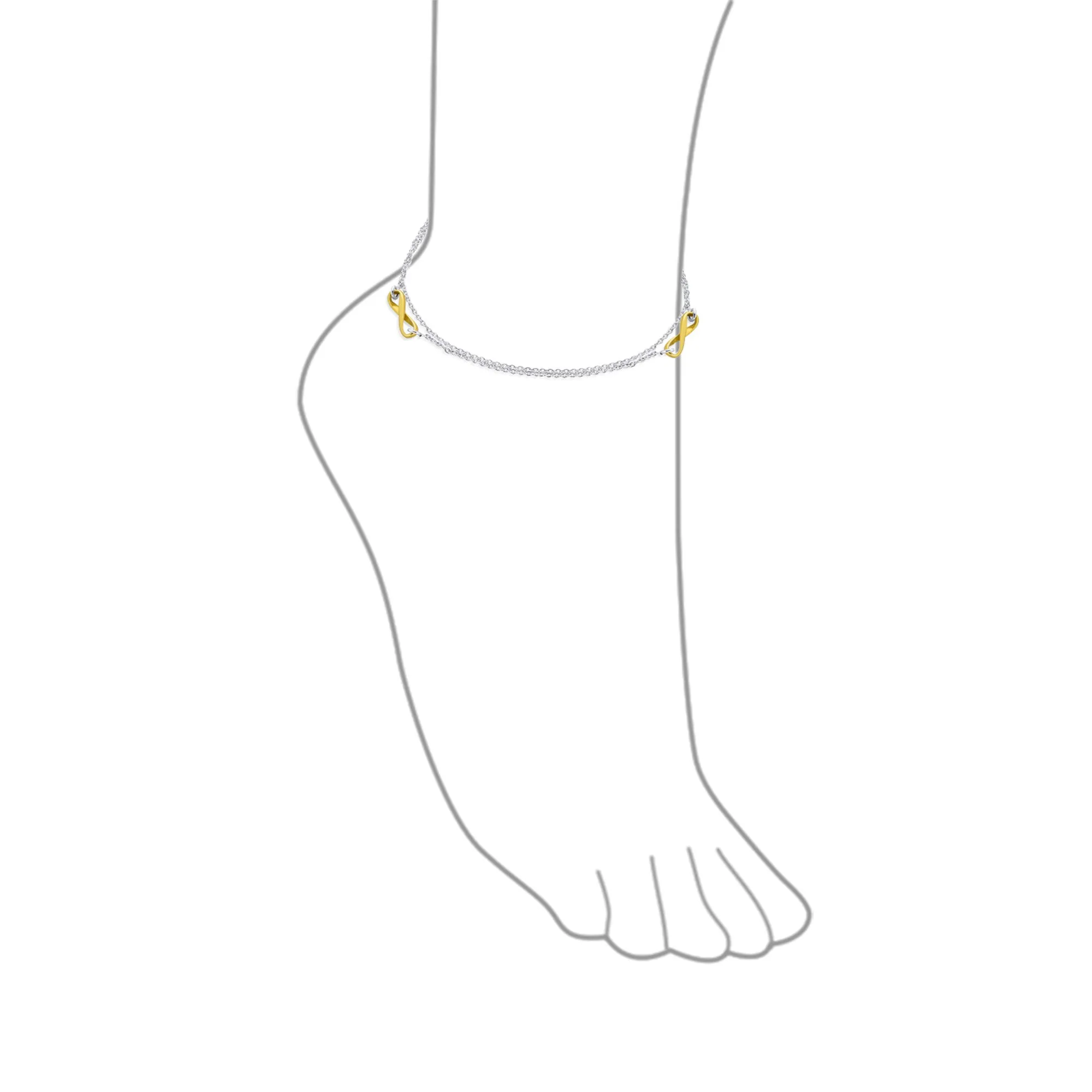 Romantic Double Chain Infinity Love Knot Anklet Ankle Bracelet Sterling Silver