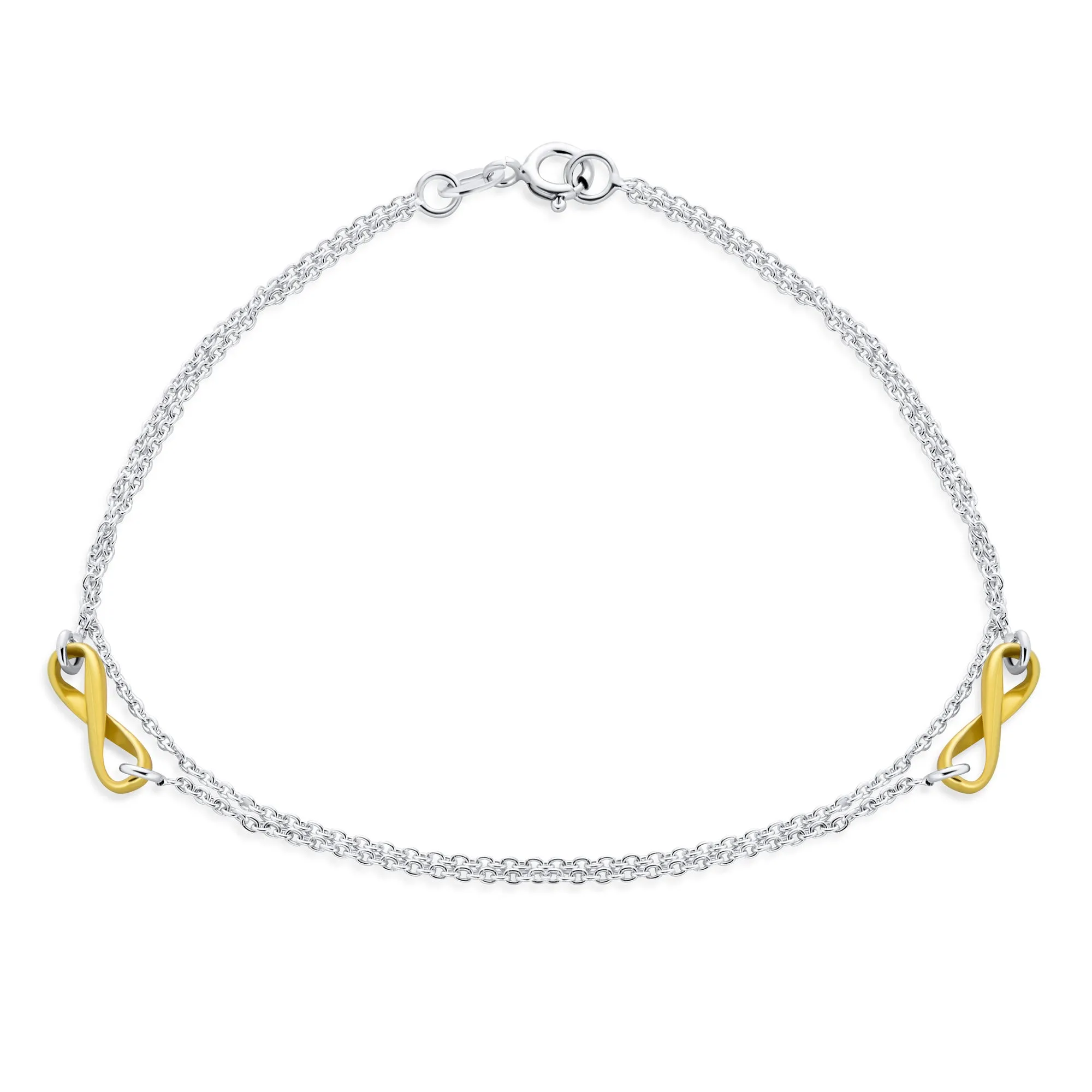 Romantic Double Chain Infinity Love Knot Anklet Ankle Bracelet Sterling Silver