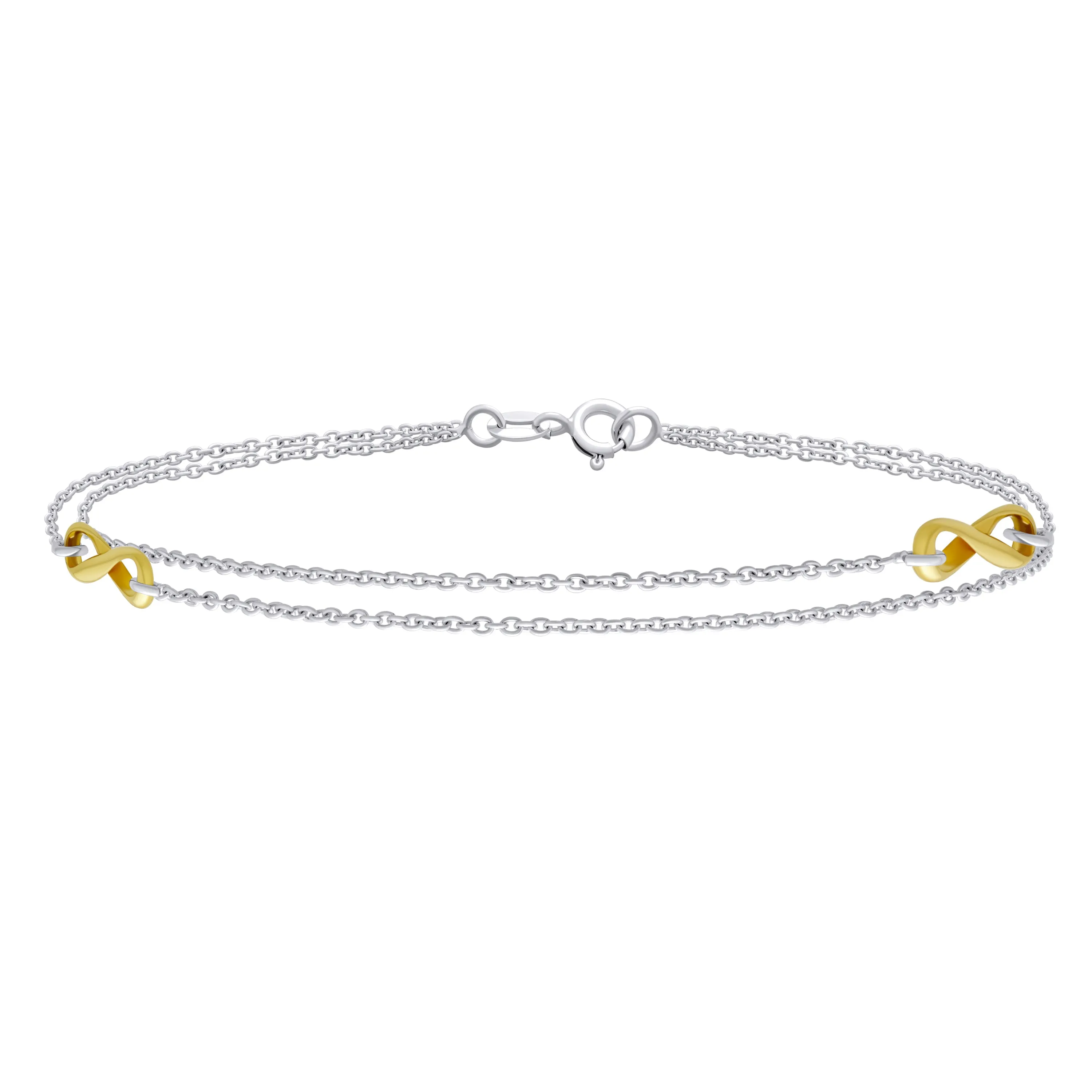 Romantic Double Chain Infinity Love Knot Anklet Ankle Bracelet Sterling Silver