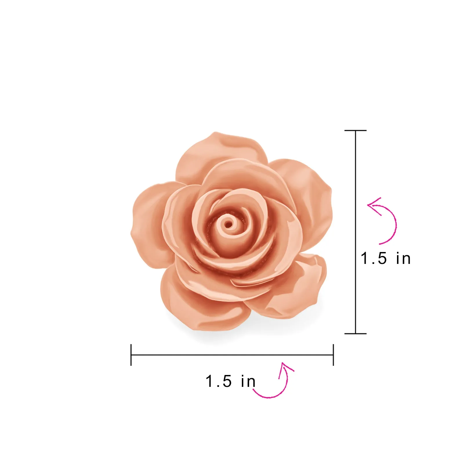 Romantic Floral Blooming 3D Carved Rose Brooche Pin in Pink Blue Black White Red