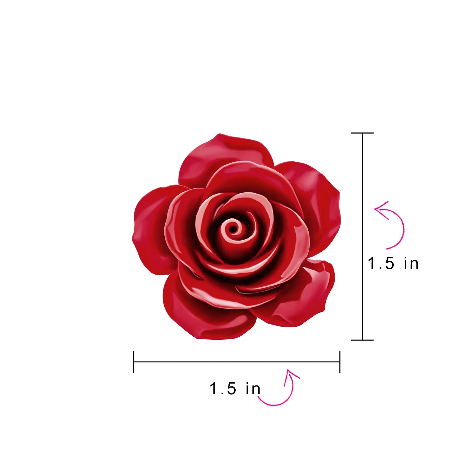 Romantic Floral Blooming 3D Carved Rose Brooche Pin in Pink Blue Black White Red