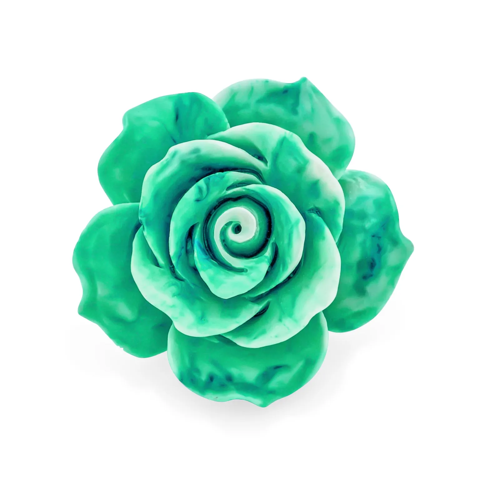 Romantic Floral Blooming 3D Carved Rose Brooche Pin in Pink Blue Black White Red