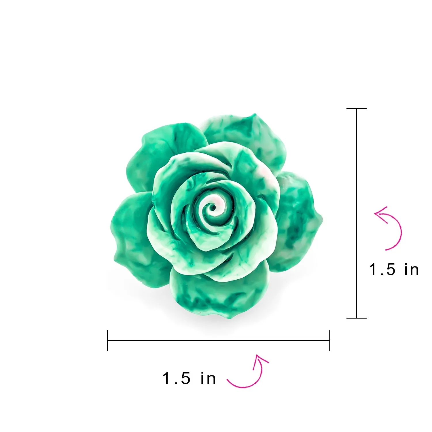 Romantic Floral Blooming 3D Carved Rose Brooche Pin in Pink Blue Black White Red