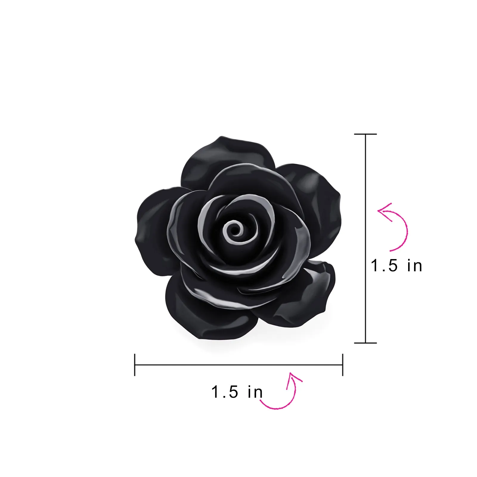 Romantic Floral Blooming 3D Carved Rose Brooche Pin in Pink Blue Black White Red