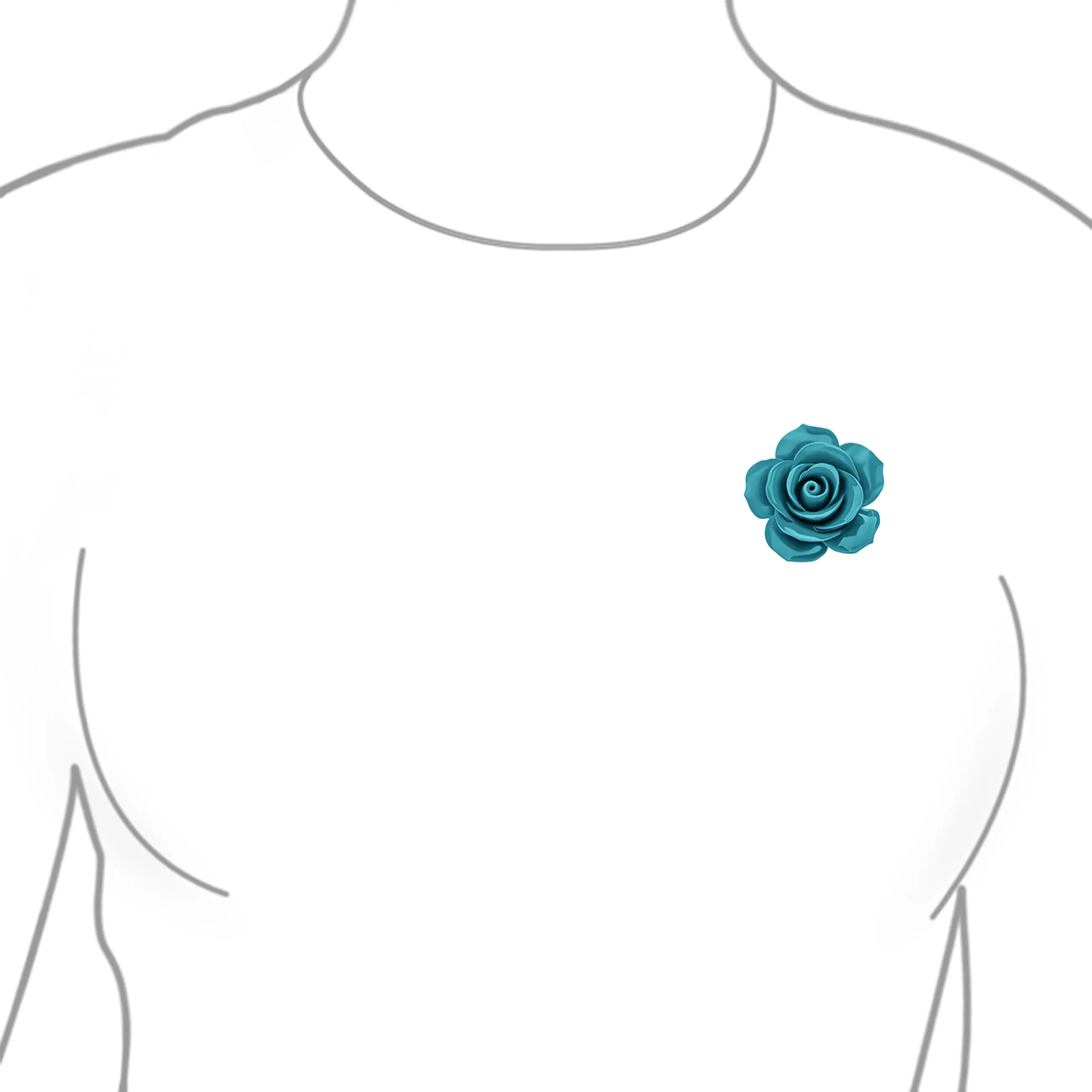 Romantic Floral Blooming 3D Carved Rose Brooche Pin in Pink Blue Black White Red