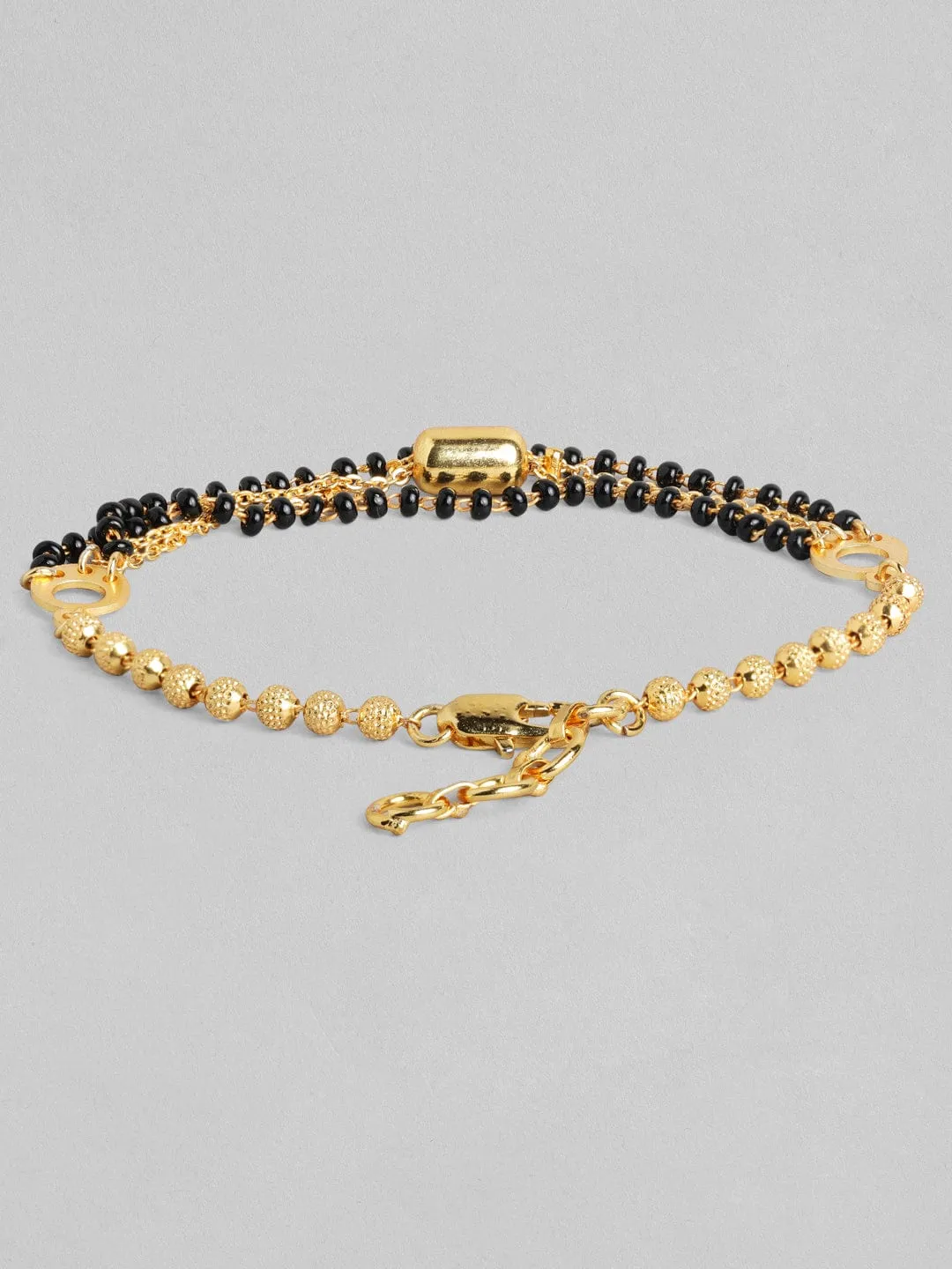 Rubans Gold Plated Handcrafted Black Beads Layered Bracelet