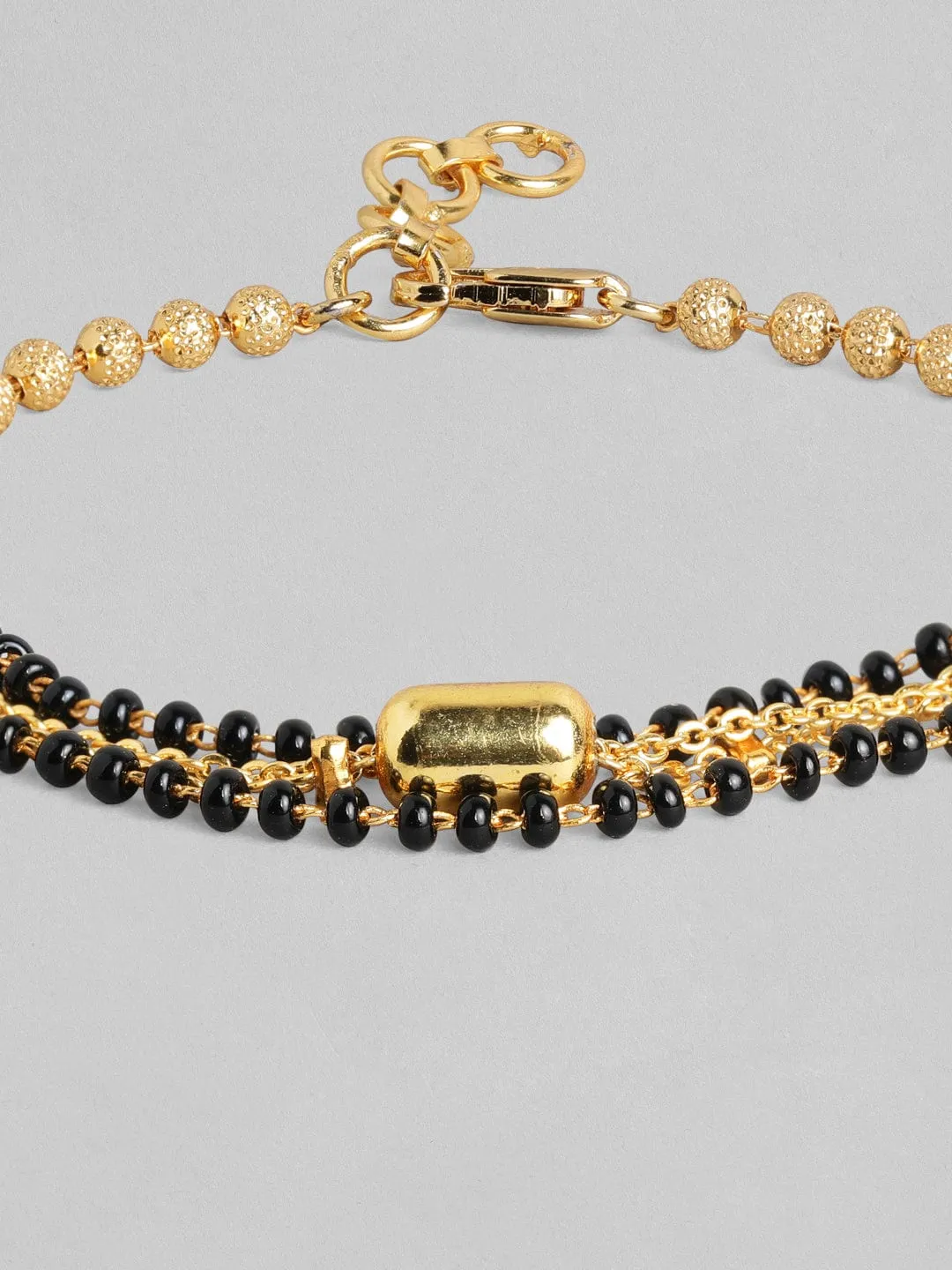 Rubans Gold Plated Handcrafted Black Beads Layered Bracelet