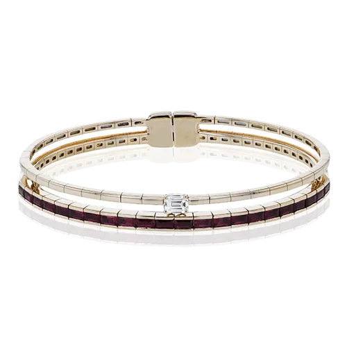 Ruby Bangle in 18k Gold with Diamonds