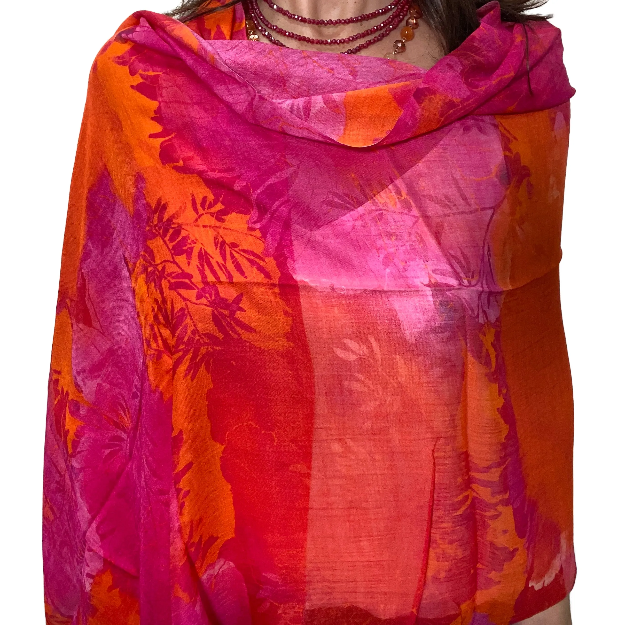 Scarf - Modal Silk - Fuchsia Sunset