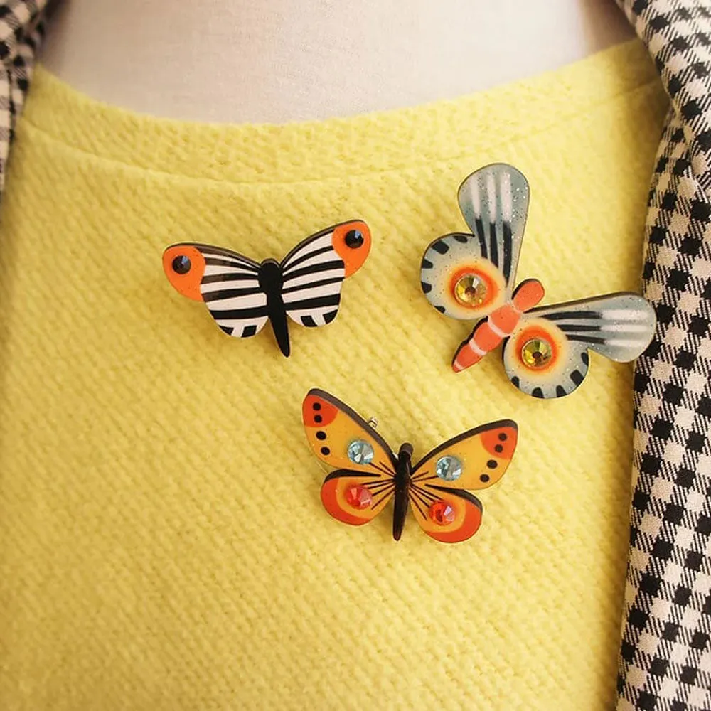 Set of 3 Butterfly Brooches by Laliblue