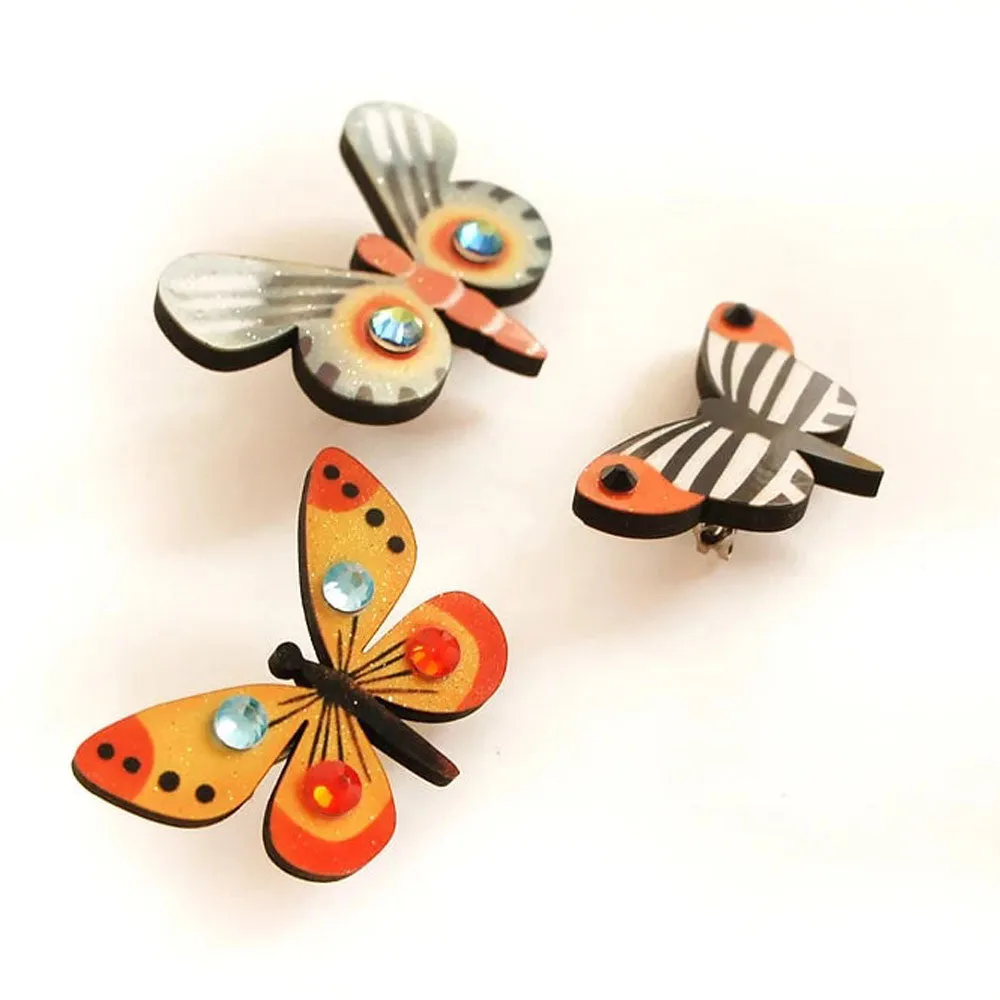 Set of 3 Butterfly Brooches by Laliblue