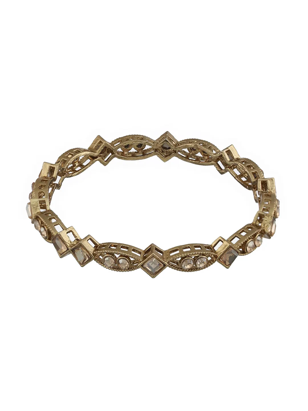 Set Of 4 Gold-Plated Pearl & Kundan Studded Bangles