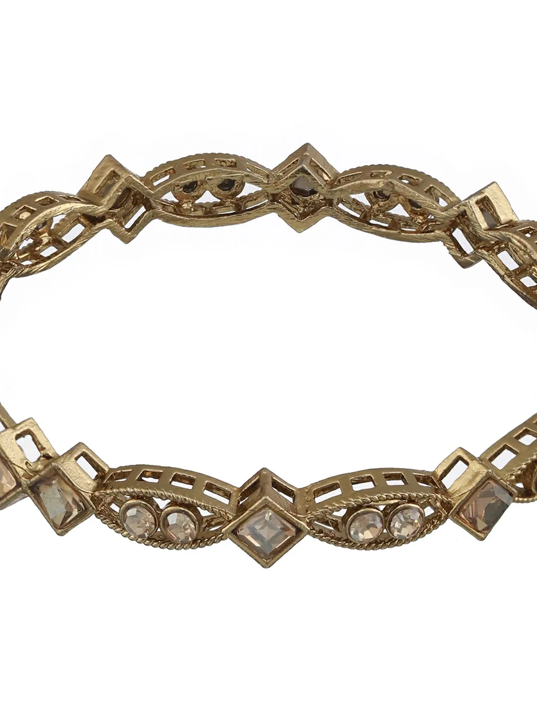 Set Of 4 Gold-Plated Pearl & Kundan Studded Bangles