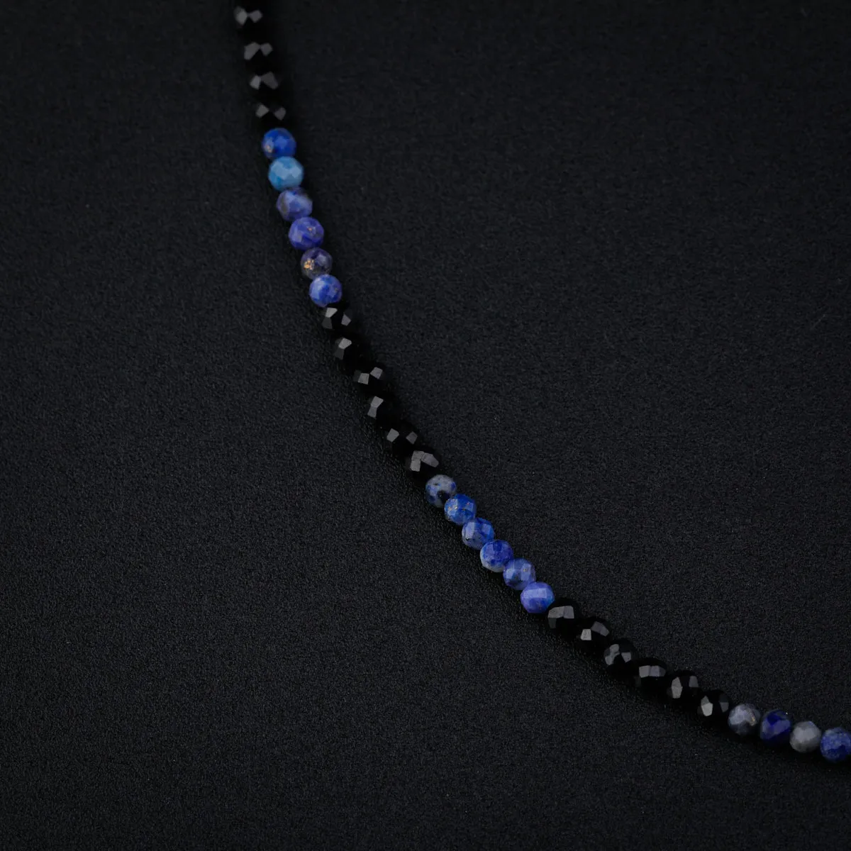 Silver Black Spinel and Lapis Lazuli Anklet