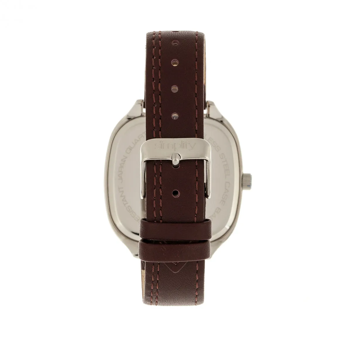 Simplify The 3500 Leather-Band Watch - Silver/Brown