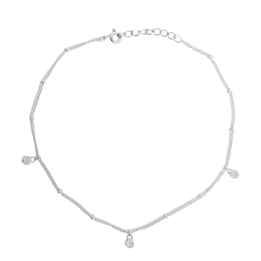 Single Silver Zircon Anklet