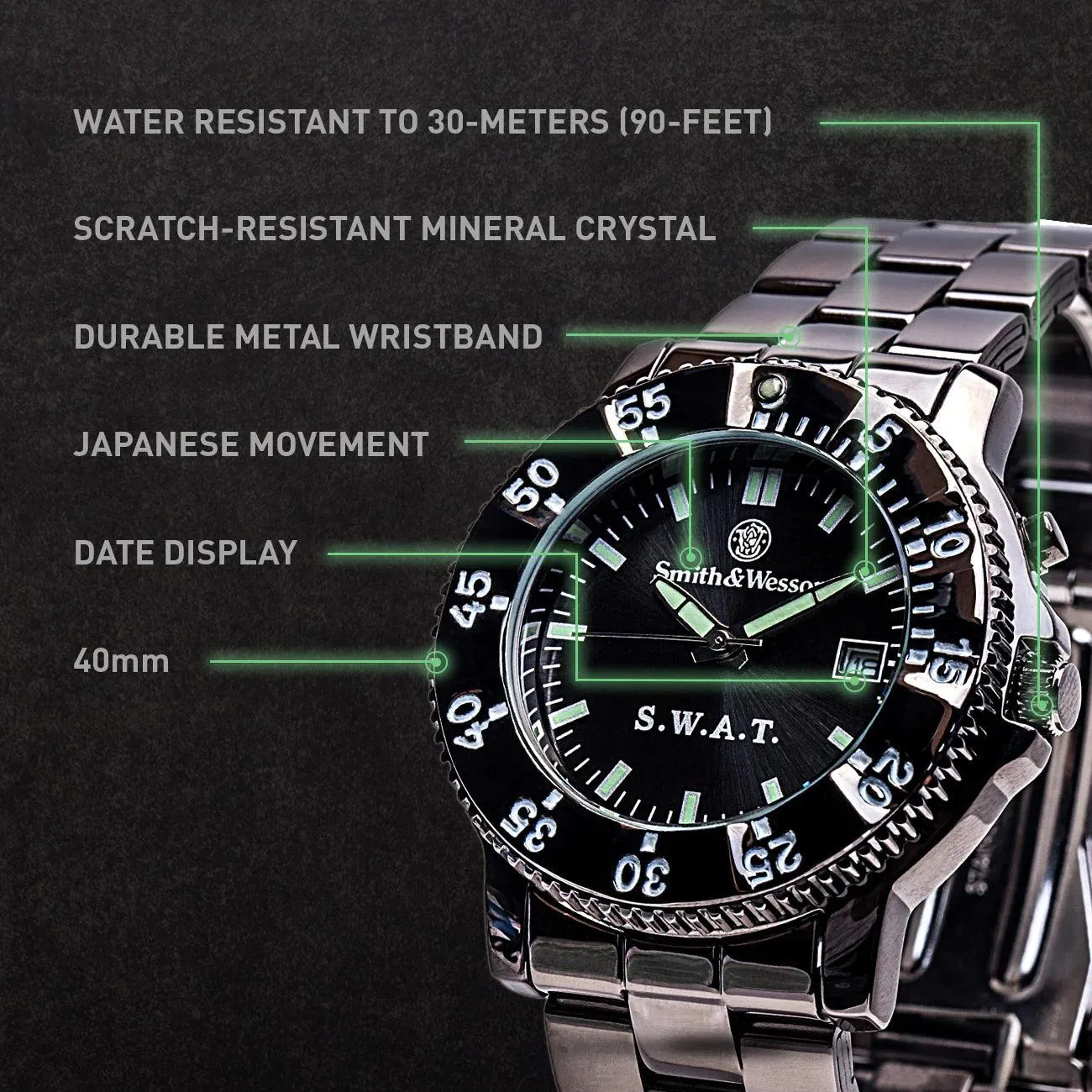 Smith & Wesson SWAT Watch w/ Metal Wristband