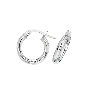 Soleil Collection 10mm Twist Hoop Earrings | 9K Solid White Gold