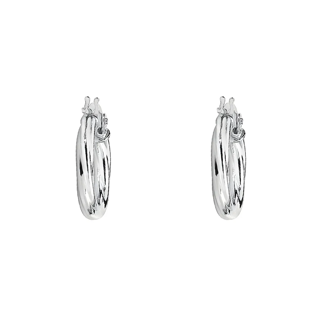 Soleil Collection 10mm Twist Hoop Earrings | 9K Solid White Gold