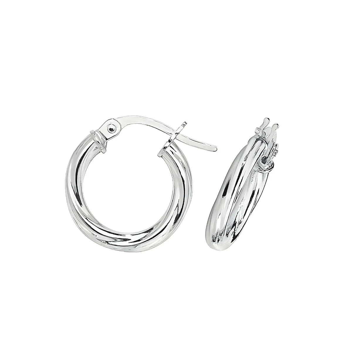 Soleil Collection 10mm Twist Hoop Earrings | 9K Solid White Gold