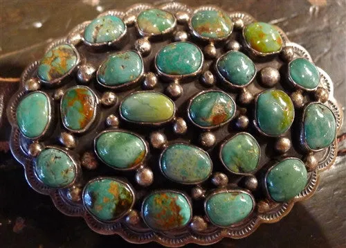 Southwestern Navajo Sterling Silver and Green Turquoise Concho Belt