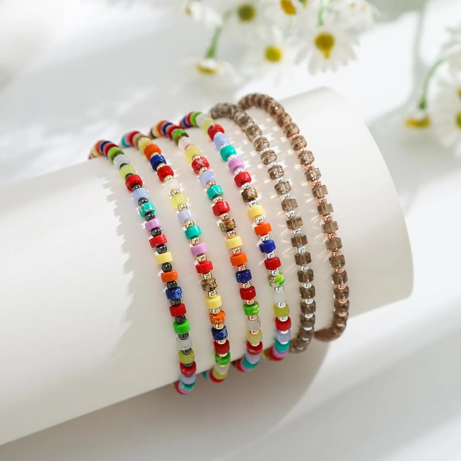 Starain Stone Beaded Anklets for Women Handmade Beach Boho Bead Ankle Bracelet Colorful Beads Anklet Jewelry Gift for Her
