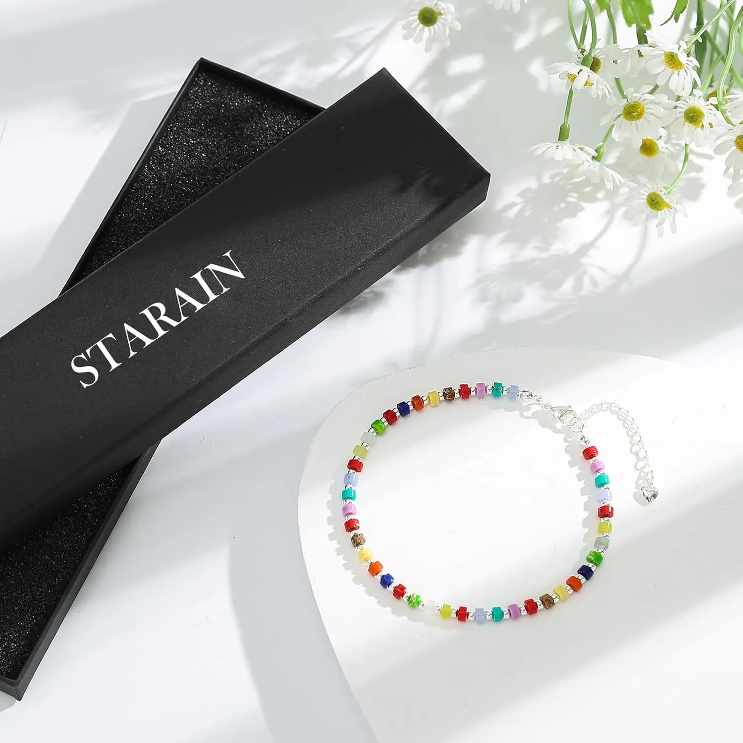 Starain Stone Beaded Anklets for Women Handmade Beach Boho Bead Ankle Bracelet Colorful Beads Anklet Jewelry Gift for Her