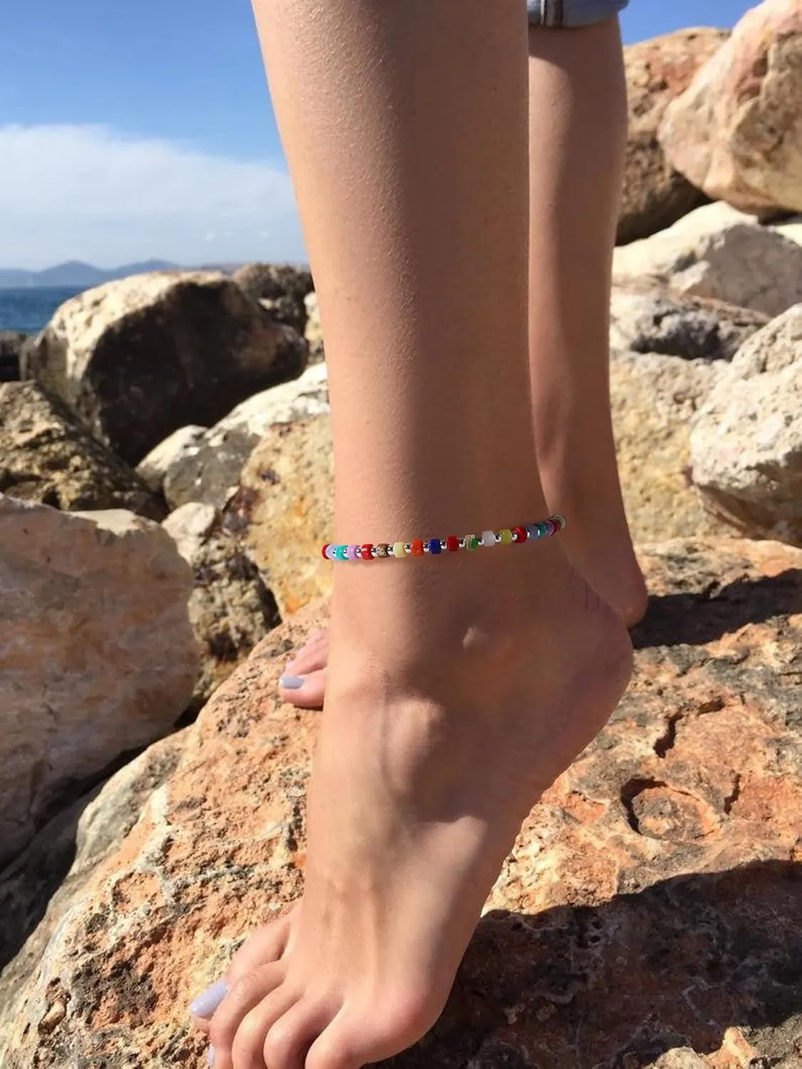 Starain Stone Beaded Anklets for Women Handmade Beach Boho Bead Ankle Bracelet Colorful Beads Anklet Jewelry Gift for Her