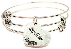 Step Sister Heart Triple Style Expandable Bangle Bracelet