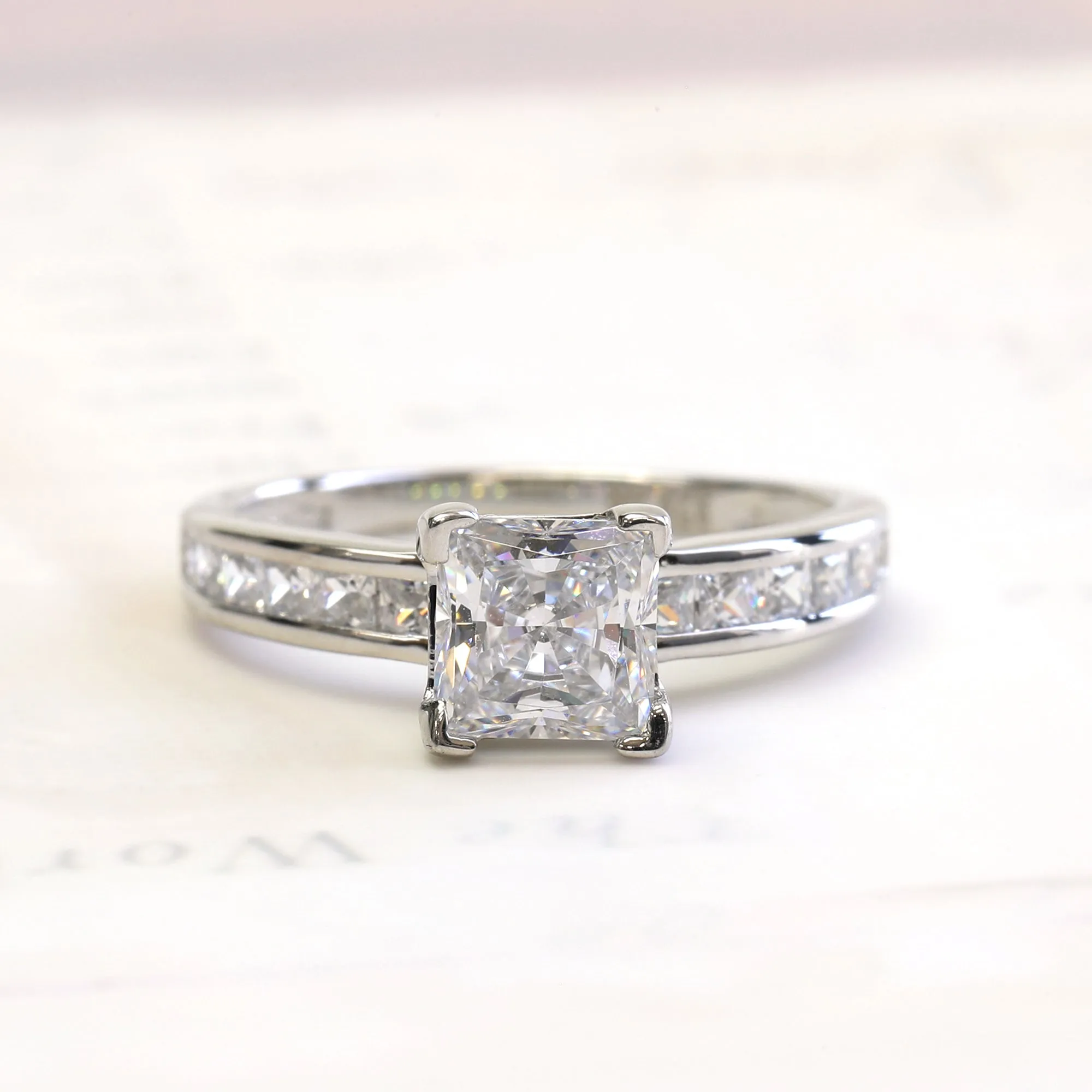 Sterling Silver Diamond Simulated Solitaire Stackable Ring