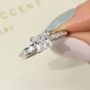 Sterling Silver Diamond Simulated Solitaire Stackable Ring