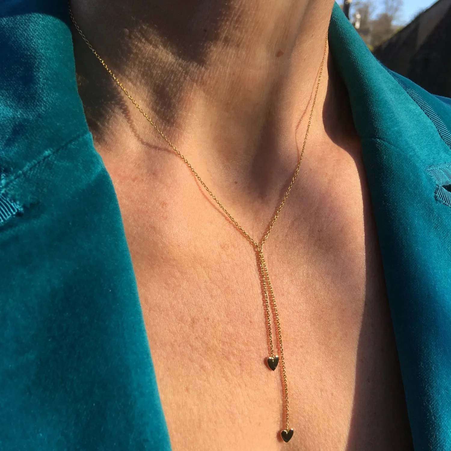 Sterling Silver Falling Heart Necklace