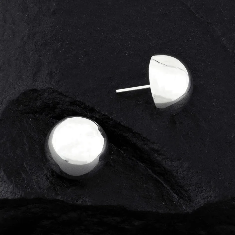 Sterling Silver Large 14mm Half Ball Stud Earrings