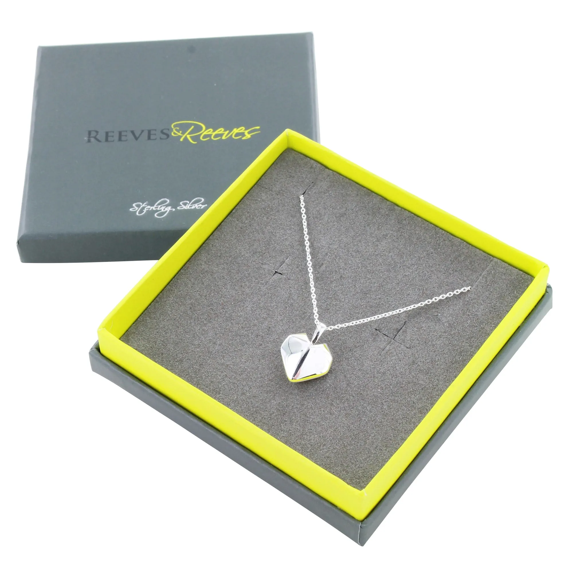Sterling Silver Origami Heart Design Necklace